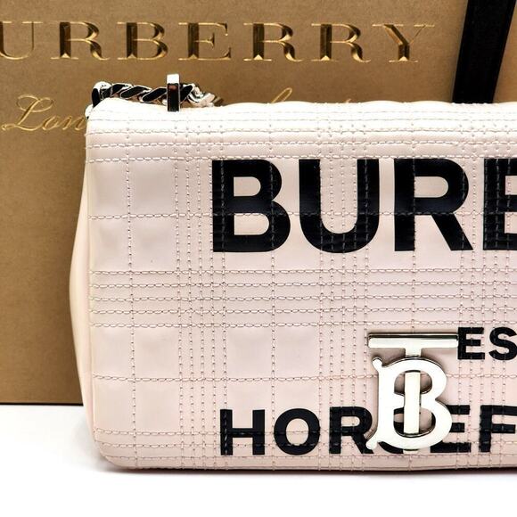 BURBERRY PATENT QUILTED HORSEFERRY PRINT SMALL LOLA BAG PINK - Picture 6 of 16